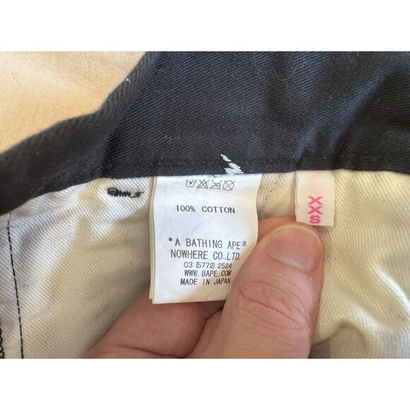 A Bathing Ape Mens XXS Black Embroidered Straight Bapesta Work Japan Myro Star - Picture 6 of 12